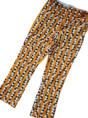 Anthropologie Floral Mustard Button Pants - Size 8